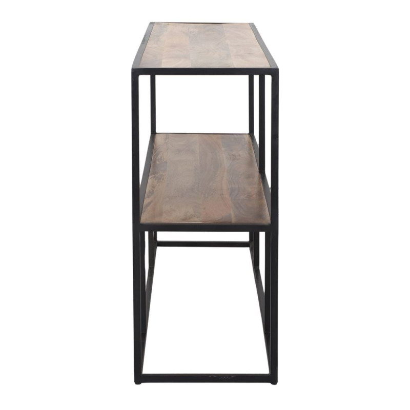 Étagère console industrielle en manguier et métal noir 130x40x90 cm Durnvik  - 4