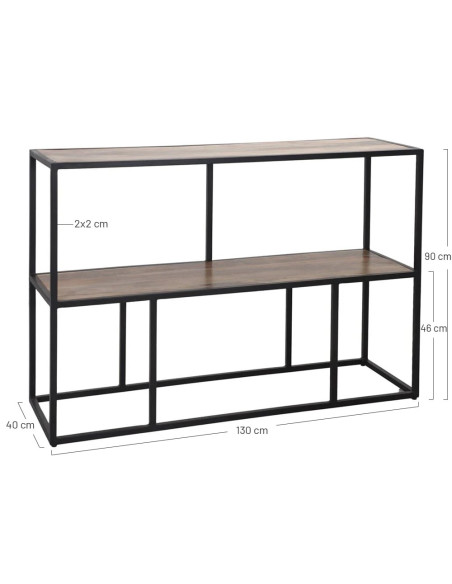 Étagère console industrielle en manguier et métal noir 130x40x90 cm Durnvik  - 6