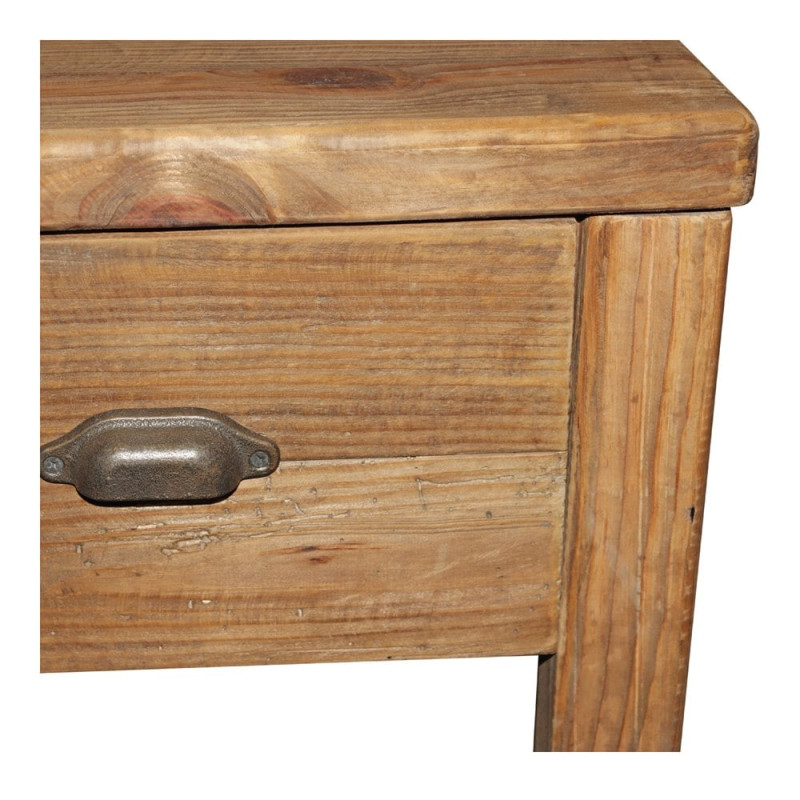 Bureau en pin massif recyclé 3 tiroirs 130x65x80 cm Uruena  - 4