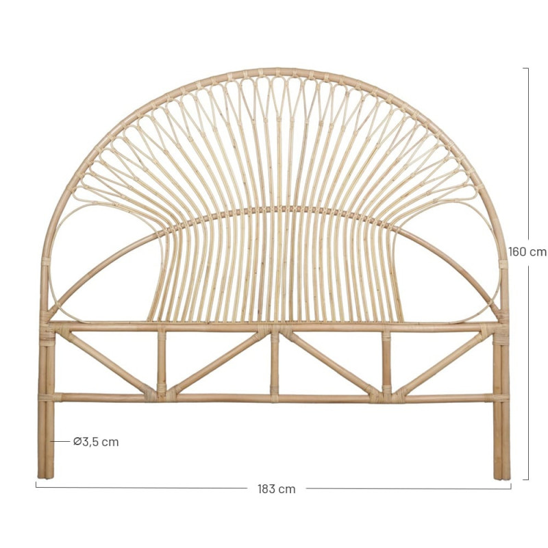 Tête de lit en rotin et bambou naturel 183x3,5x160 cm Neravelle  - 5