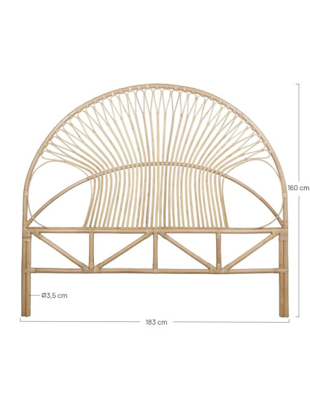Tête de lit en rotin et bambou naturel 183x3,5x160 cm Neravelle  - 5