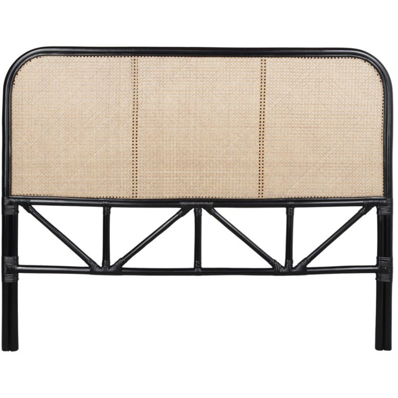 Tête de lit cannage naturel et bambou noir 153x3x120 cm Noryva  - 1