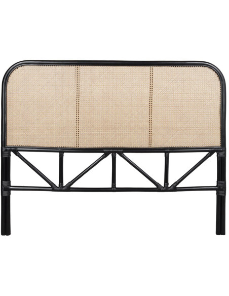 Tête de lit cannage naturel et bambou noir 153x3x120 cm Noryva  - 1