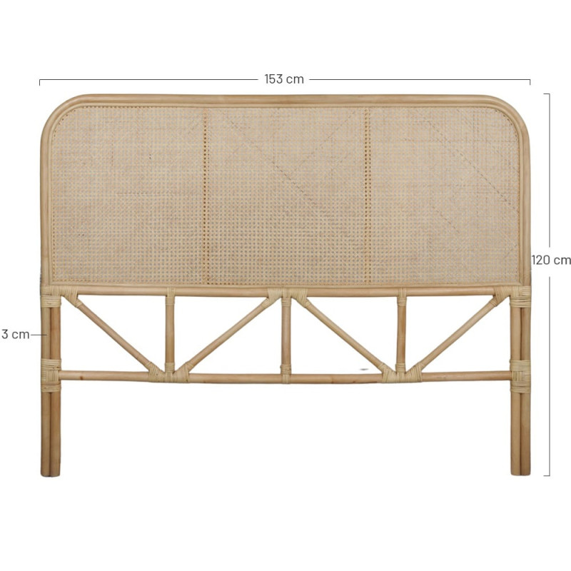 Tête de lit cannage naturel et bambou noir 153x3x120 cm Noryva  - 5