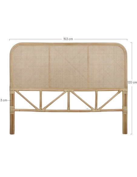 Tête de lit cannage naturel et bambou noir 153x3x120 cm Noryva  - 5