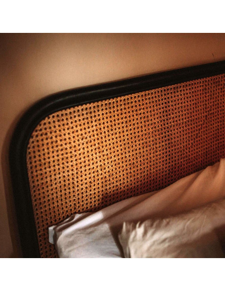 Tête de lit cannage naturel et bambou noir 153x3x120 cm Noryva  - 2