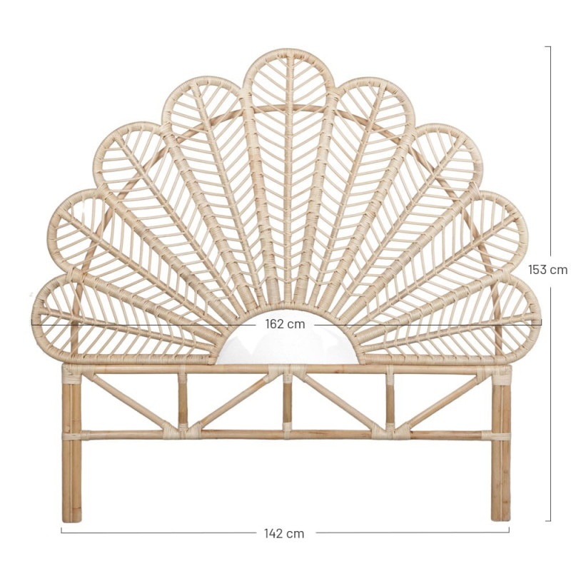 Tête de lit pétales en rotin et bambou naturel 162x5x153 cm Meruvia  - 5