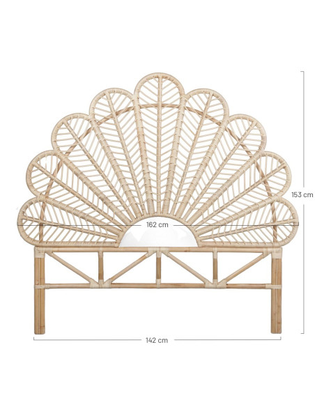 Tête de lit pétales en rotin et bambou naturel 162x5x153 cm Meruvia  - 5