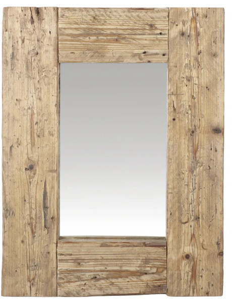 Miroir mural rectangulaire en bois ancien récupéré 76x5x100 cm Ravandelle  - 1