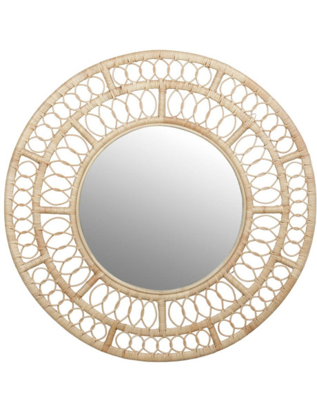 Miroir mural rond en rotin naturel 110 cm Lafivra  - 1