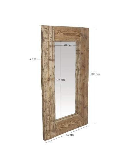 Grand miroir mural rectangulaire en bois récupéré 86x5x150 cm Bravoryn  - 4