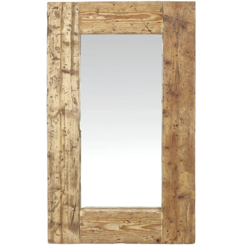 Grand miroir mural rectangulaire en bois récupéré 86x5x150 cm Bravoryn  - 1