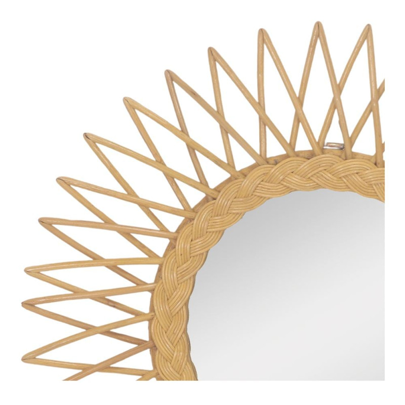 Miroir mural soleil en rotin naturel 60 cm Olivanza  - 3