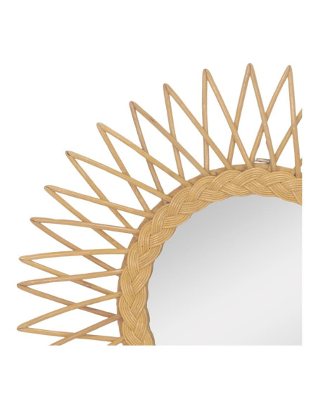 Miroir mural soleil en rotin naturel 60 cm Olivanza  - 3