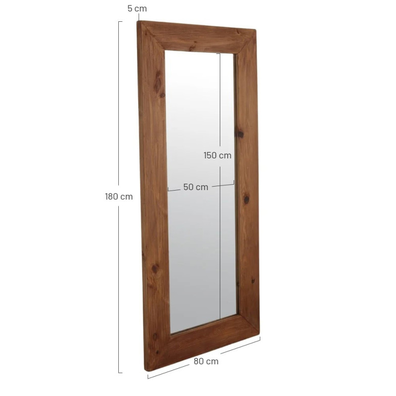 Grand miroir mural rectangulaire en bois récupéré 80x5x180 cm Rovandis  - 4