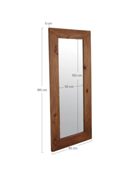 Grand miroir mural rectangulaire en bois récupéré 80x5x180 cm Rovandis  - 4