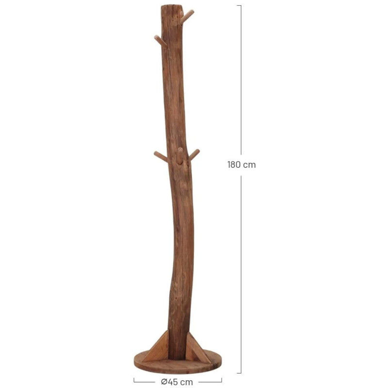 Porte-manteau sur pied en pin recyclé 45x45x180 cm Boscaryn  - 7