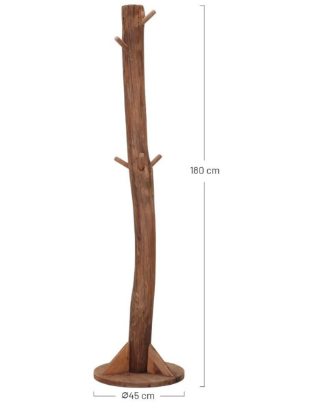 Porte-manteau sur pied en pin recyclé 45x45x180 cm Boscaryn  - 7