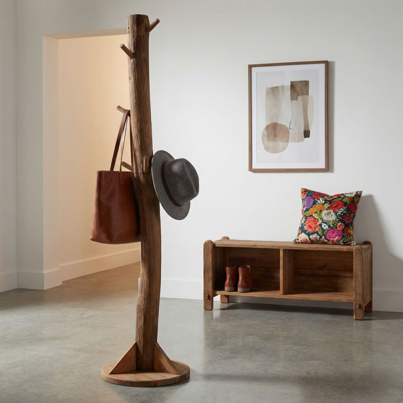 Porte-manteau sur pied en pin recyclé 45x45x180 cm Boscaryn  - 2