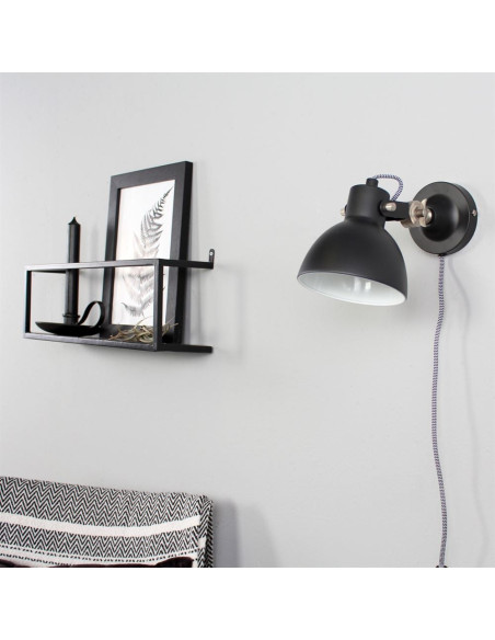 Applique murale industrielle noire avec câble 13x13x16 cm Brassvik  - 2