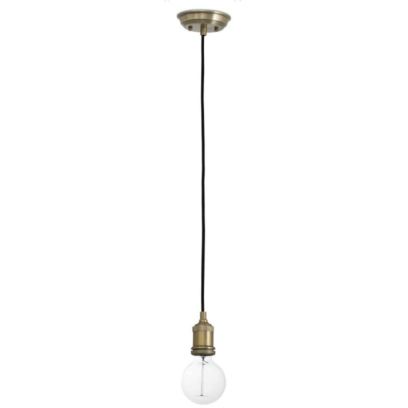 Suspension douille E27 métal vieilli et câble noir 5,5x5,5x150 cm Ornavelle  - 1