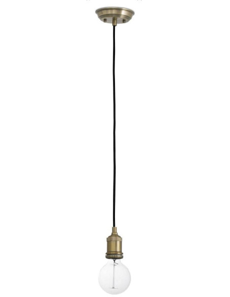 Suspension douille E27 métal vieilli et câble noir 5,5x5,5x150 cm Ornavelle  - 1