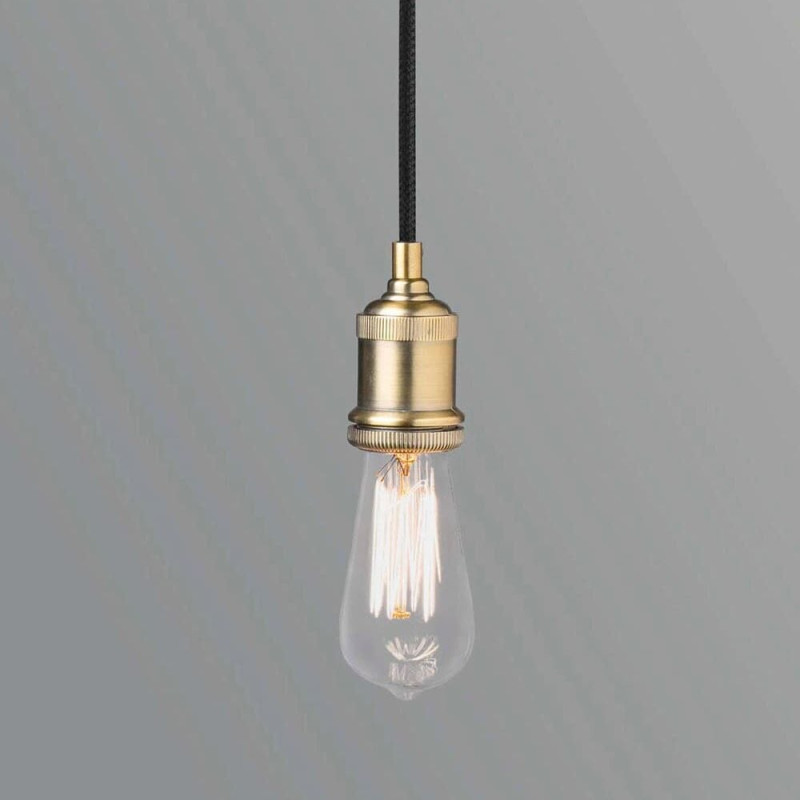 Suspension douille E27 métal vieilli et câble noir 5,5x5,5x150 cm Ornavelle  - 2