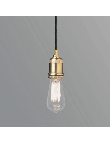 Suspension douille E27 métal vieilli et câble noir 5,5x5,5x150 cm Ornavelle  - 2