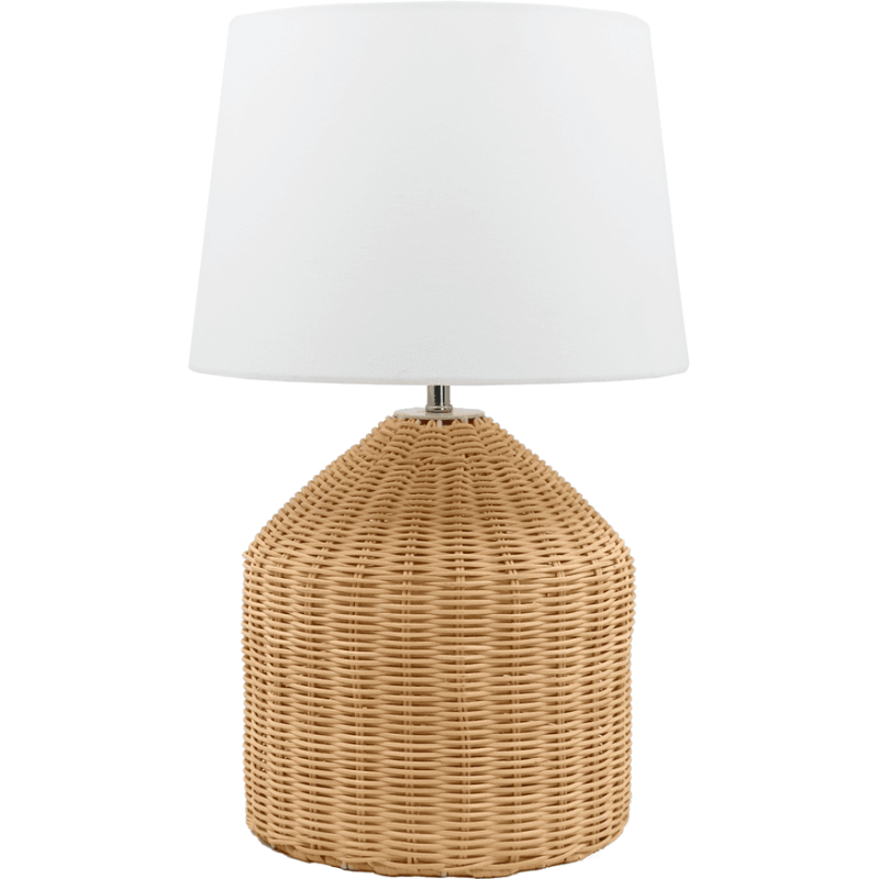 Lampe à poser en rotin naturel abat-jour beige 30x30x46 cm Nuvarelia  - 1