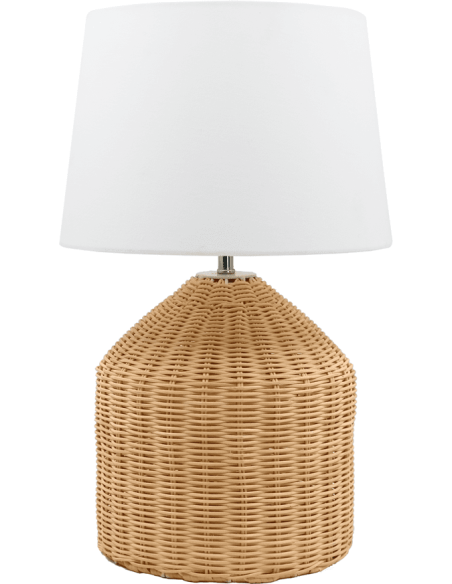 Lampe à poser en rotin naturel abat-jour beige 30x30x46 cm Nuvarelia  - 1