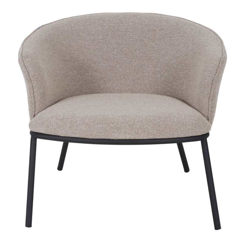 Fauteuil lounge en tissu beige grège et métal noir 75x68x65 cm Lunavik  - 2