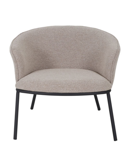 Fauteuil lounge en tissu beige grège et métal noir 75x68x65 cm Lunavik  - 2