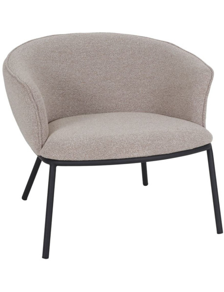 Fauteuil lounge en tissu beige grège et métal noir 75x68x65 cm Lunavik  - 1