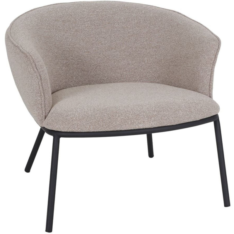 Fauteuil lounge en tissu beige grège et métal noir 75x68x65 cm Lunavik  - 1