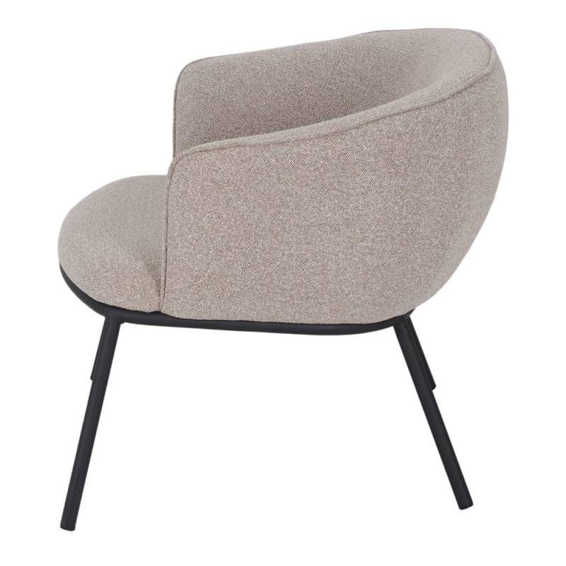 Fauteuil lounge en tissu beige grège et métal noir 75x68x65 cm Lunavik  - 3