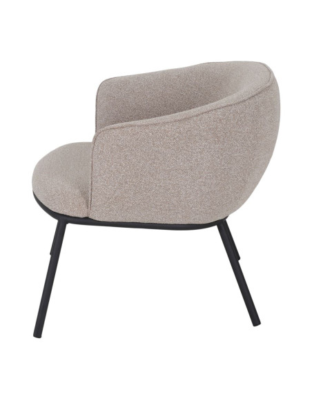 Fauteuil lounge en tissu beige grège et métal noir 75x68x65 cm Lunavik  - 3