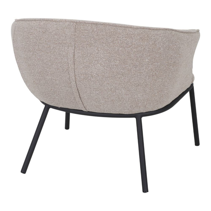Fauteuil lounge en tissu beige grège et métal noir 75x68x65 cm Lunavik  - 4