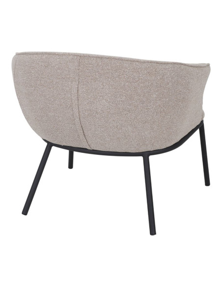 Fauteuil lounge en tissu beige grège et métal noir 75x68x65 cm Lunavik  - 4