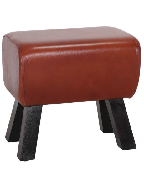 Tabouret bas en cuir de chèvre marron 50x33x46 cm Ozieri  - 1