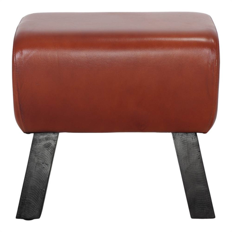 Tabouret bas en cuir de chèvre marron 50x33x46 cm Ozieri  - 2