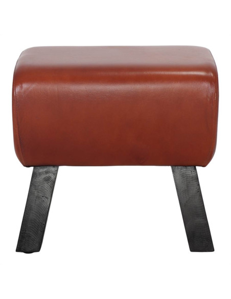 Tabouret bas en cuir de chèvre marron 50x33x46 cm Ozieri  - 2