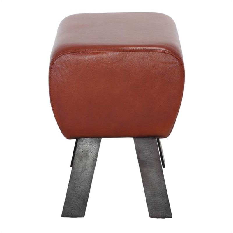 Tabouret bas en cuir de chèvre marron 50x33x46 cm Ozieri  - 3