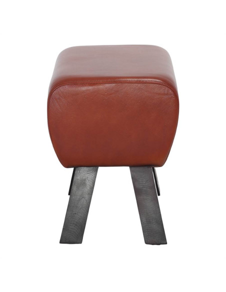 Tabouret bas en cuir de chèvre marron 50x33x46 cm Ozieri  - 3
