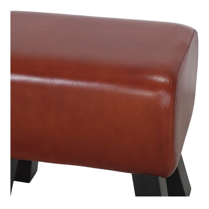 Tabouret bas en cuir de chèvre marron 50x33x46 cm Ozieri  - 4