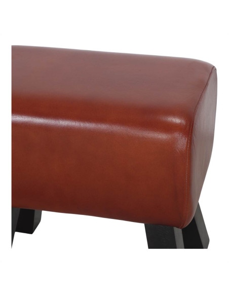 Tabouret bas en cuir de chèvre marron 50x33x46 cm Ozieri  - 4