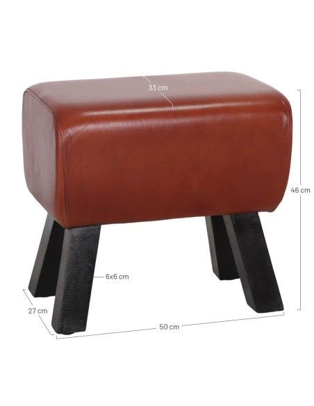 Tabouret bas en cuir de chèvre marron 50x33x46 cm Ozieri  - 5