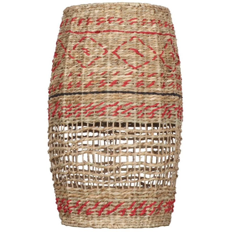 Abat-jour suspension naturel et rouge en fibre naturelle 39x39x61 cm Lumaro  - 1