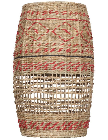 Abat-jour suspension naturel et rouge en fibre naturelle 39x39x61 cm Lumaro  - 1