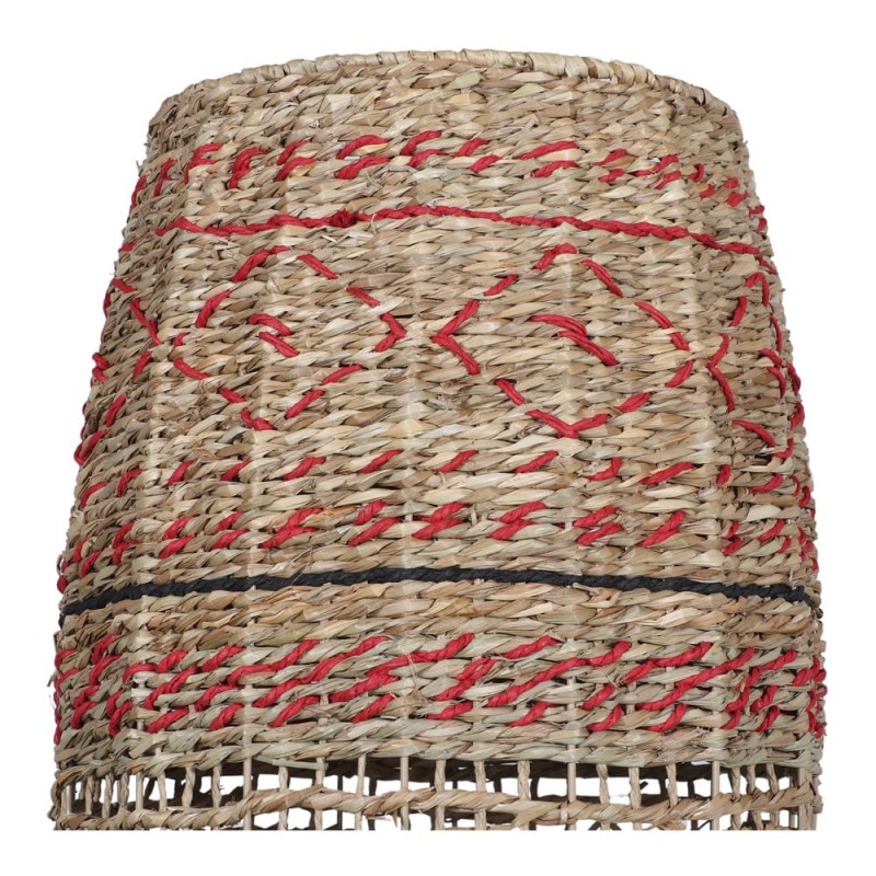Abat-jour suspension naturel et rouge en fibre naturelle 39x39x61 cm Lumaro  - 3