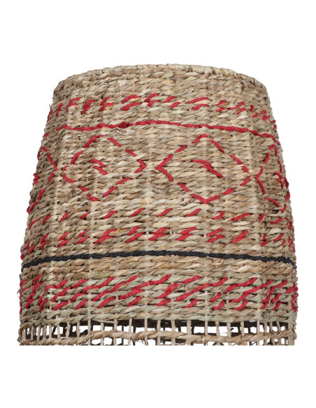 Abat-jour suspension naturel et rouge en fibre naturelle 39x39x61 cm Lumaro  - 3